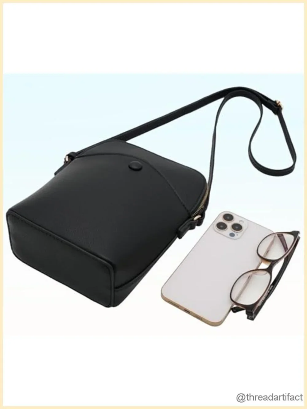 Mini Crossbody Bag with Gold Hardware, Adjustable Strap